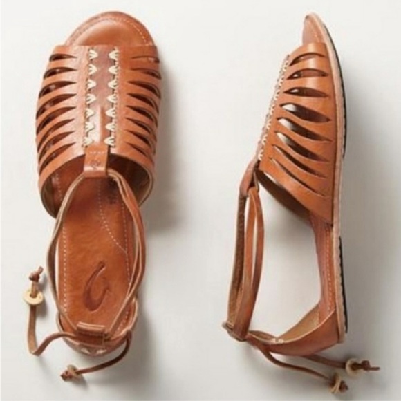 OluKai Brown Leather Sandals - Picture 1 of 15
